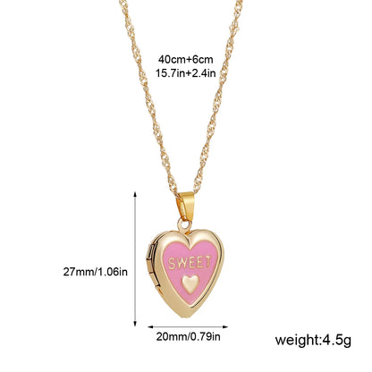 Openable Album Photo Frame Locket Heart Shape Pendant Necklace