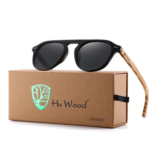 Sunglasses Polarized UV400 Protection Eyewear Wooden Black Glasses Zebra Wood