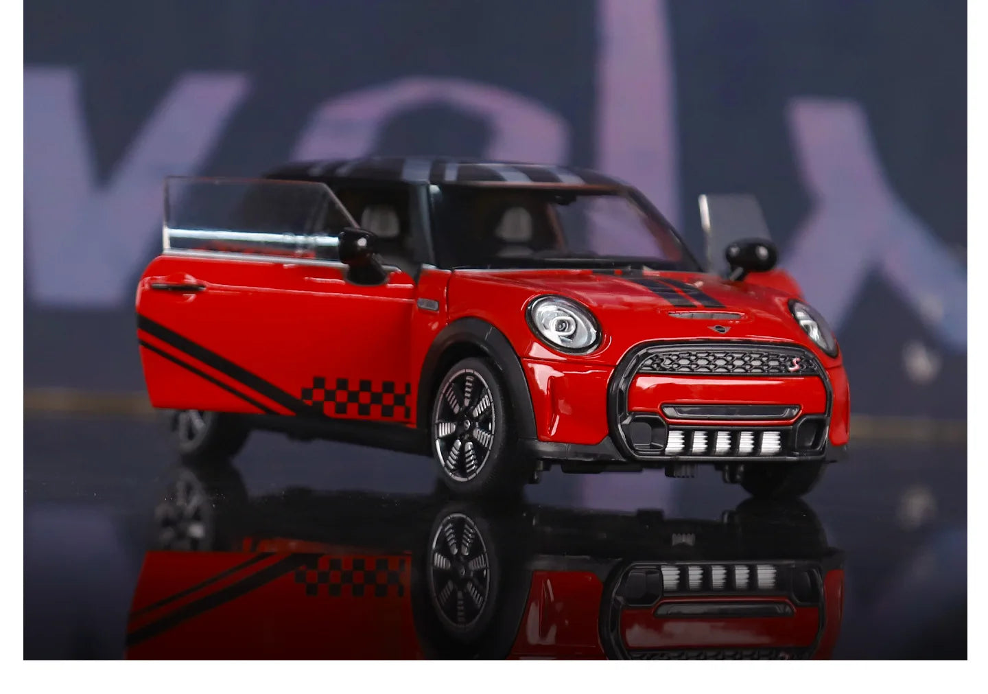 1 24 Scale Mini Cooper S Union Flag Diecast Pull Back Model Car with Sound and Light