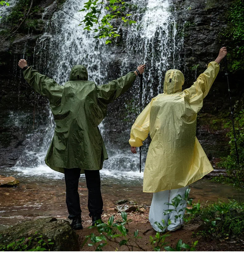 Ultralight Waterproof Zipper Raincoat with Adjustable Hood for Hiking and Camping