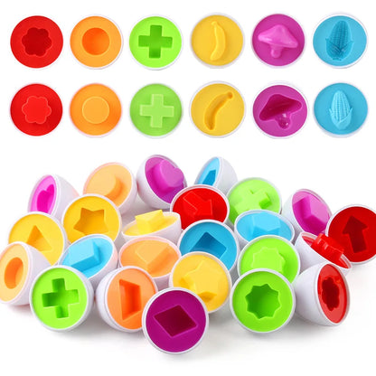 12/6 PCS Montessori Learning Education Math Smart Eggs 3D Puzzle Game For Children Popular Toys Jigsaw Mixed Shape Tools