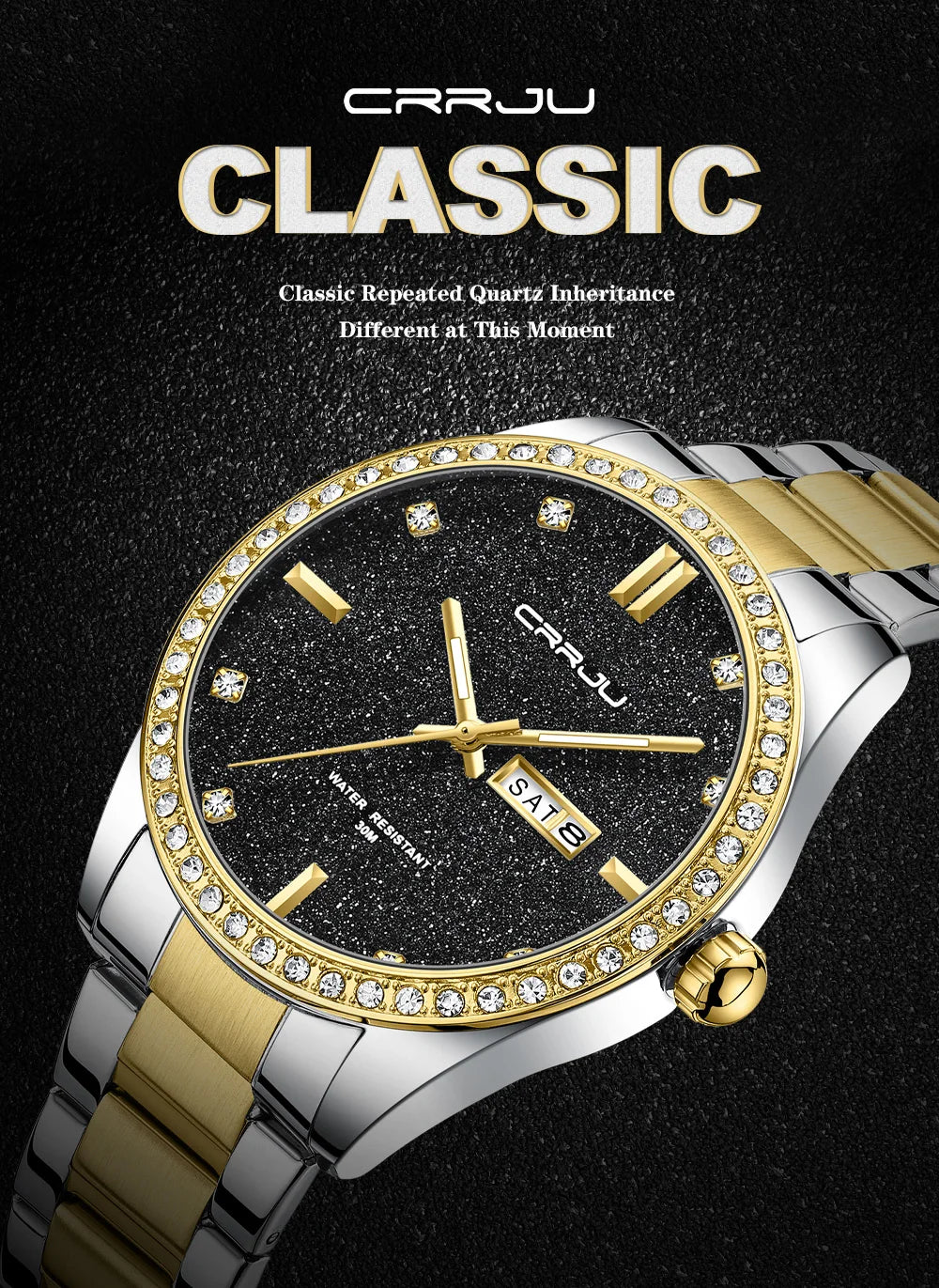 Men Watch Moissanite Diamond Luxury Brand Golden Dial Watches with Stainless Steel Band with Luminous Relogio Masculino