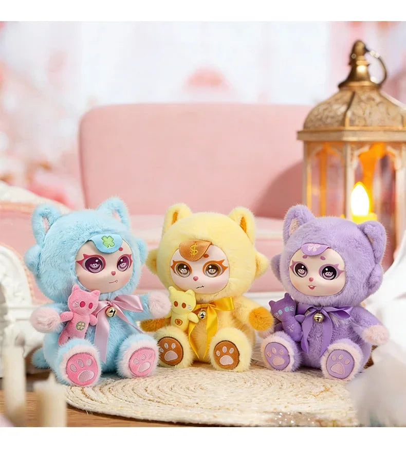 Purple Moon Ghost Cat Plush Toy With Mini Cat Pendant