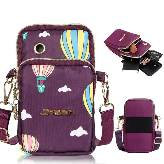 Mobile Phone Bag Running Wrist Bag Multi-Layer Shoulder Crossbody Bag Design Luxury Wallet With Headphone Pouch