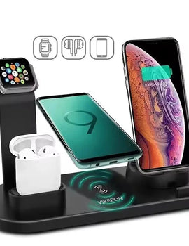 5 In 1 Wireless Charger Stand Pad For iPhone 15 14 13 Apple Watch Airpods Desk Phone Chargers Fast Charging Dock Station