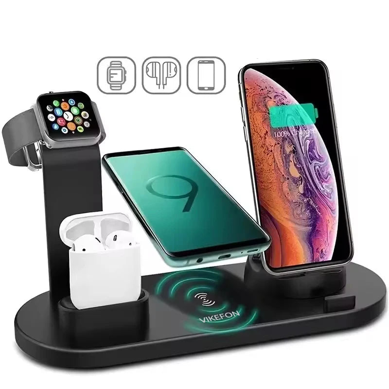 5 In 1 Wireless Charger Stand Pad For iPhone 15 14 13 Apple Watch Airpods Desk Phone Chargers Fast Charging Dock Station