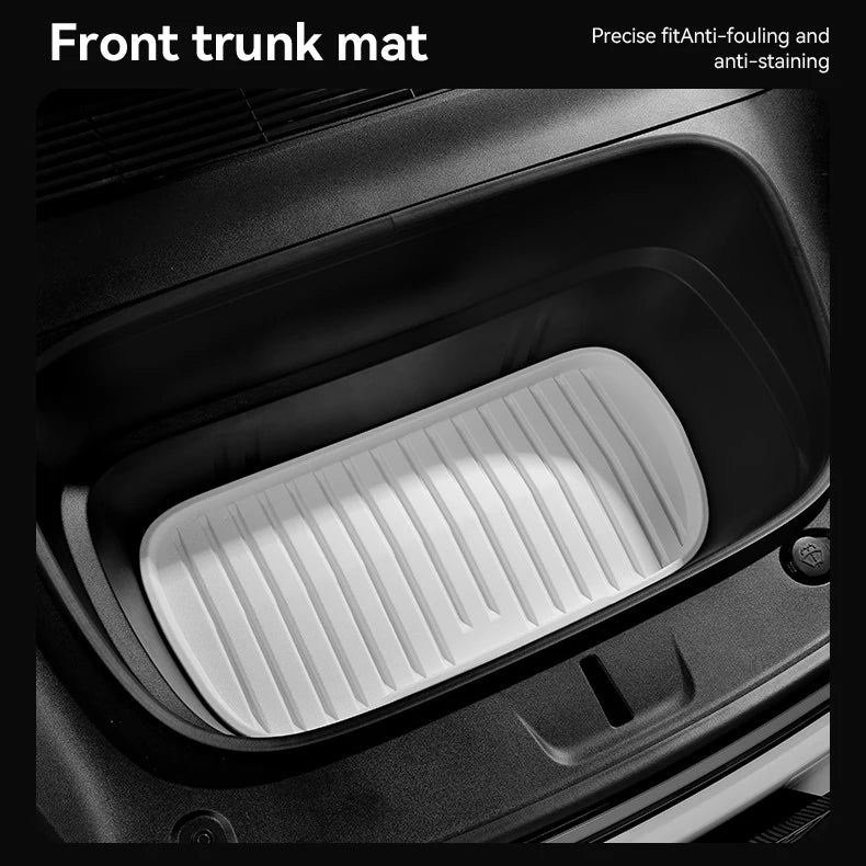 TPE Floor Mats Set with Metal Pedals for Tesla Model Y Juniper Integrated Trunk Liner All Weather Protection