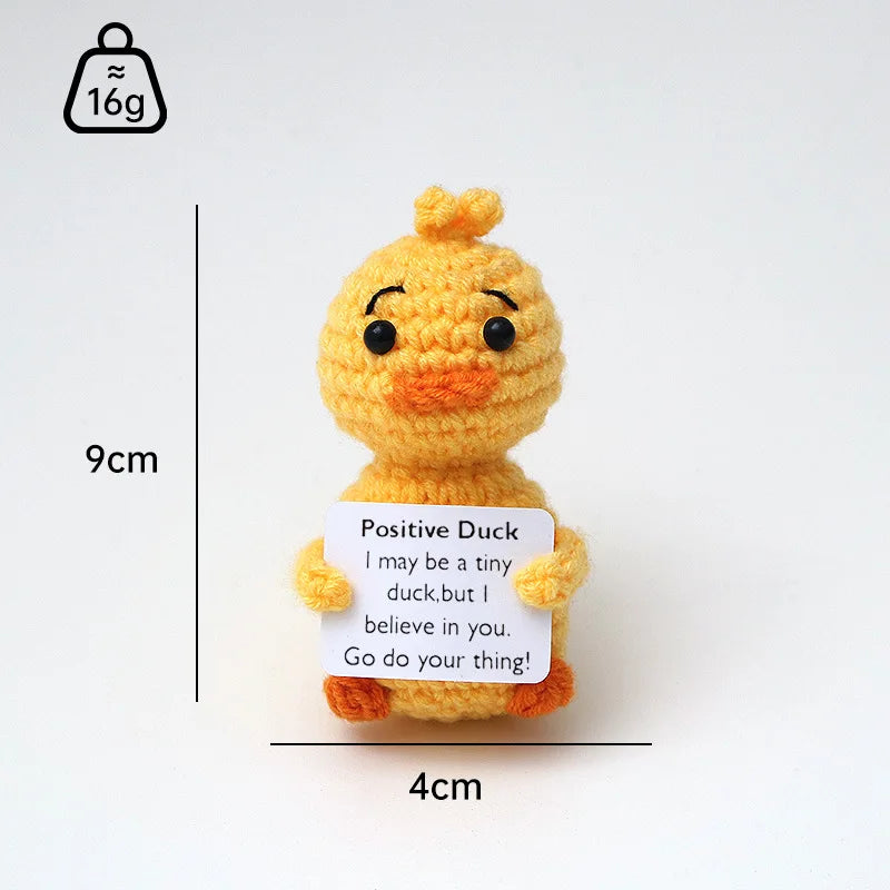 3 Pcs Positive Crochet Hedgehog Doll with Affirmation Card Home Room Decoration Funny Handmade Plush Doll Ornaments Christmas Gifts