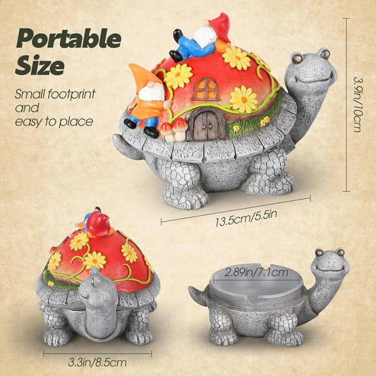 Resin Ashtray with Lid, Waterproof Ash Tray, Turtle Decor, Ashtray for Home Office, Outdoor and Indoor