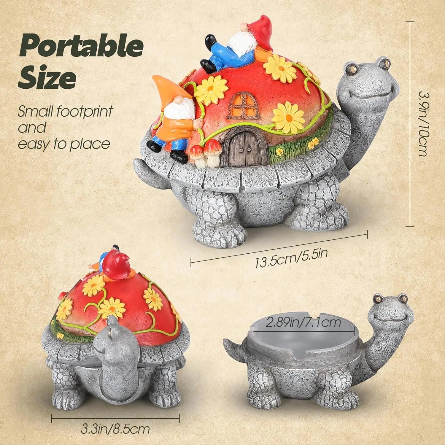 Resin Ashtray with Lid, Waterproof Ash Tray, Turtle Decor, Ashtray for Home Office, Outdoor and Indoor