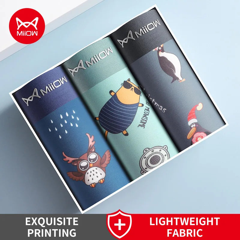 Men’s Funny Boxer Panties – 3-Pack Cotton Underwear