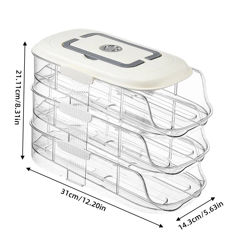 Multi-Layer Automatic Rolling Egg Storage Box – Refrigerator Side Door Egg Tray Rack Organizer