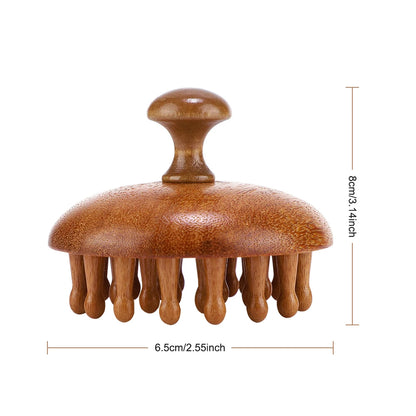 Massage Comb Multi-Functional Wood 28-tooth Comb Mushroom Shape Unblock Head Meridians Deep Massage Relax Scalp Hair Care