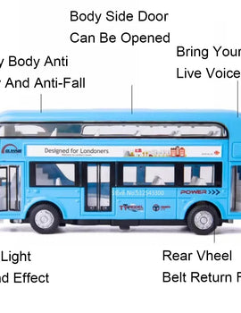1/36 Double-decker Bus Model Car Toy Alloy Diecast Sound Light Metal Vintage London Autobus Models Toys Collection s Gifts