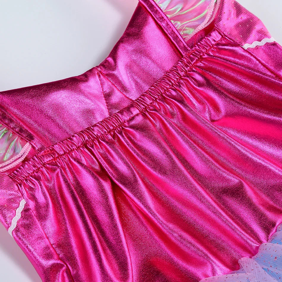 New Blue Red Purple Three Colors Mermaid Flying Sleeve Fishtail Beautiful Dress For Girl Summer Beach Party Cool Gown