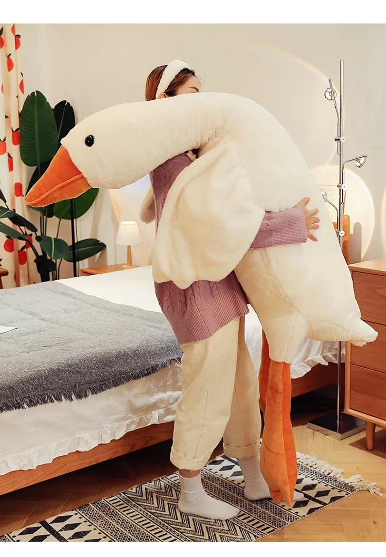 50-160cm Big White Goose Plush Toy Giant Duck Doll Soft Stuffed Animal Goose Sleeping Pillow Sofa Cushion Birthday Gift for Kids