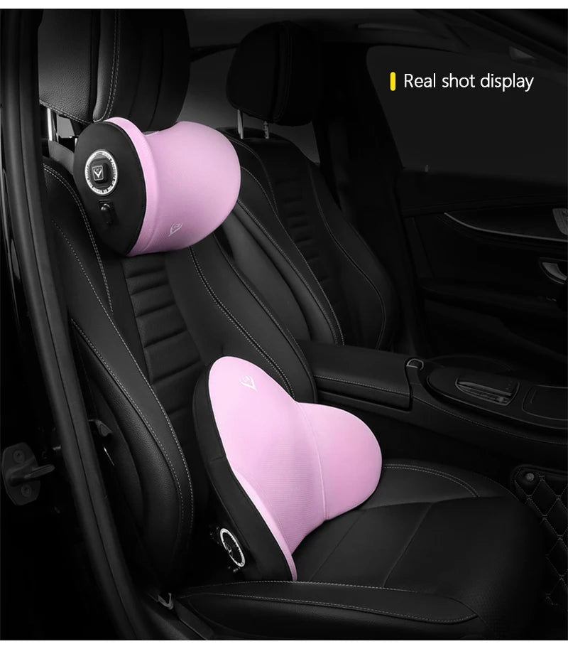 Car Electric Massage Neck Pillow Cushion Vibration Headrest Support Lumbar Seat Back Cushion Vehicle Supplies Travel Assecories