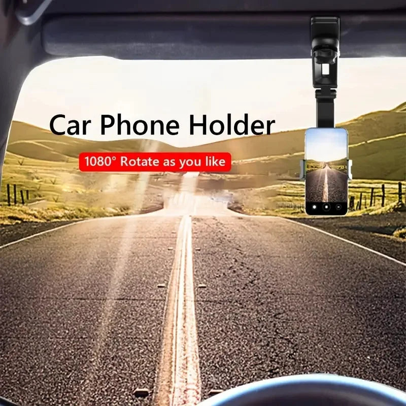 1080° Rotating Sun Visor Car Phone Holder Mount Cell Mobile Car Clip Bracket Stand Support in Car for iPhone Samsung Xiaomi