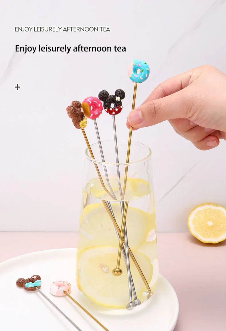 Creative Stainless Steel Cartoon Mixing Rod Long Handle Cocktail Stir Stick Coffee Juice Mixer Reusable Swizzle Stick Bar Tools