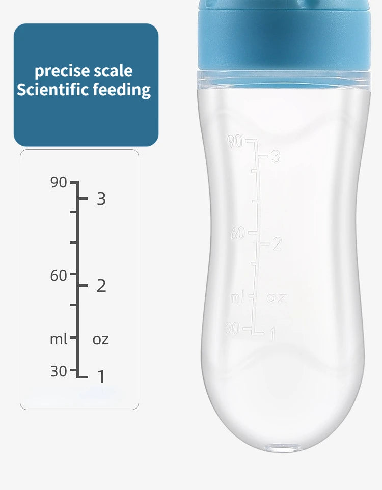 Silicone Squeezing Feeding Bottle Newborn Baby rice cereal Training Rice Spoon Infant Cerea Food Supplement Feeder Portable 90ML