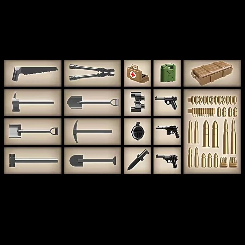 606 Pcs RSO/01 & 37mm Antitank  PaK35/36 WW2 Military SeriesTank Building Blocks  Bricks Model Set Toys for Gifts