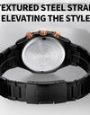 Casual Fashion Waterproof Luminous 24 Hours Date Display Stainless Steel Strap Wristwatch