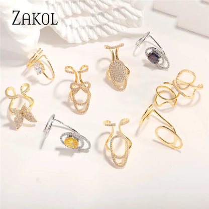 Trendy Hollow Zirconia Fingertip Nail Ring Thin Gothic Open Rings