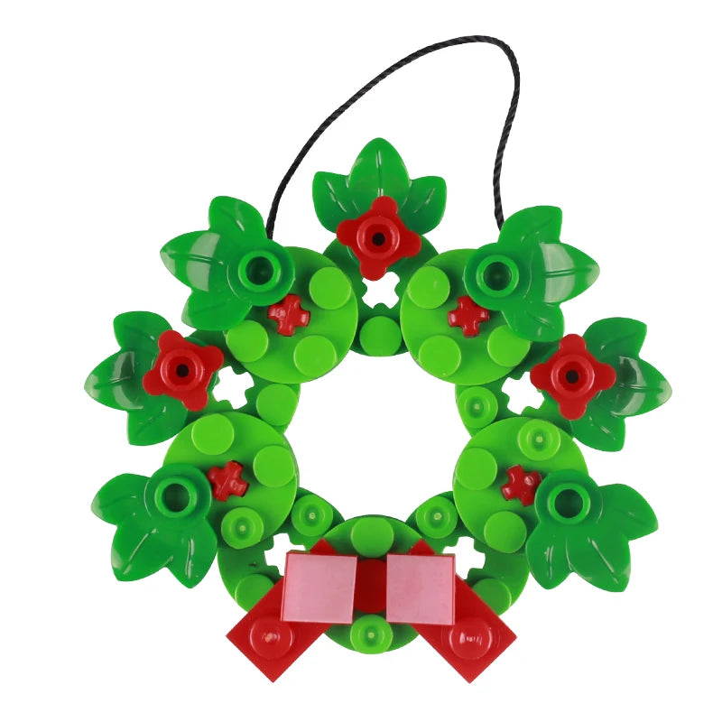 Christmas Village House Building Blocks Sleigh Reindeer Tree Present Car Wreath Fireplace Gingerbread Man Bricks Toys  Gift