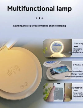 three in one folding sand painting bedside table lamp multifunctional wireles charging Bluetooth sound system music