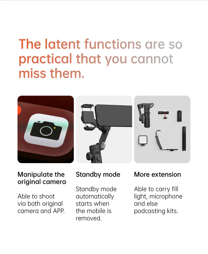 3-Axis Handheld Gimbal Stabilizer SmartXE for Smartphone for iPhone Android AI Face Tracking TikTok Vlog