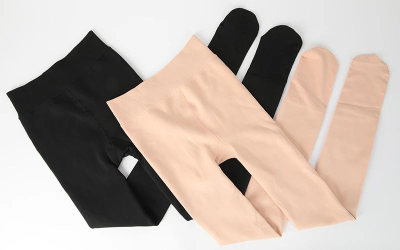 Woman Thermal Stockings Translucent Fleece Leggings Pantyhose Slim Winter Warm Thick Velvet  Streetwear Pants