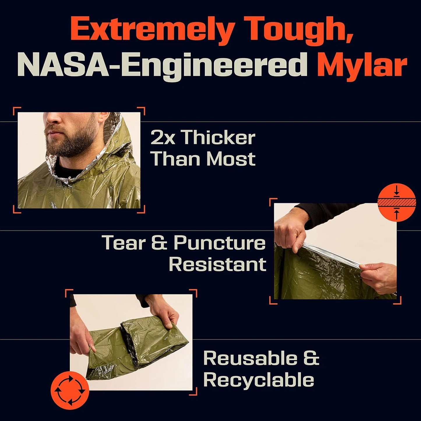 Emergency Thermal Waterproof Rain Poncho and Survival Blanket
