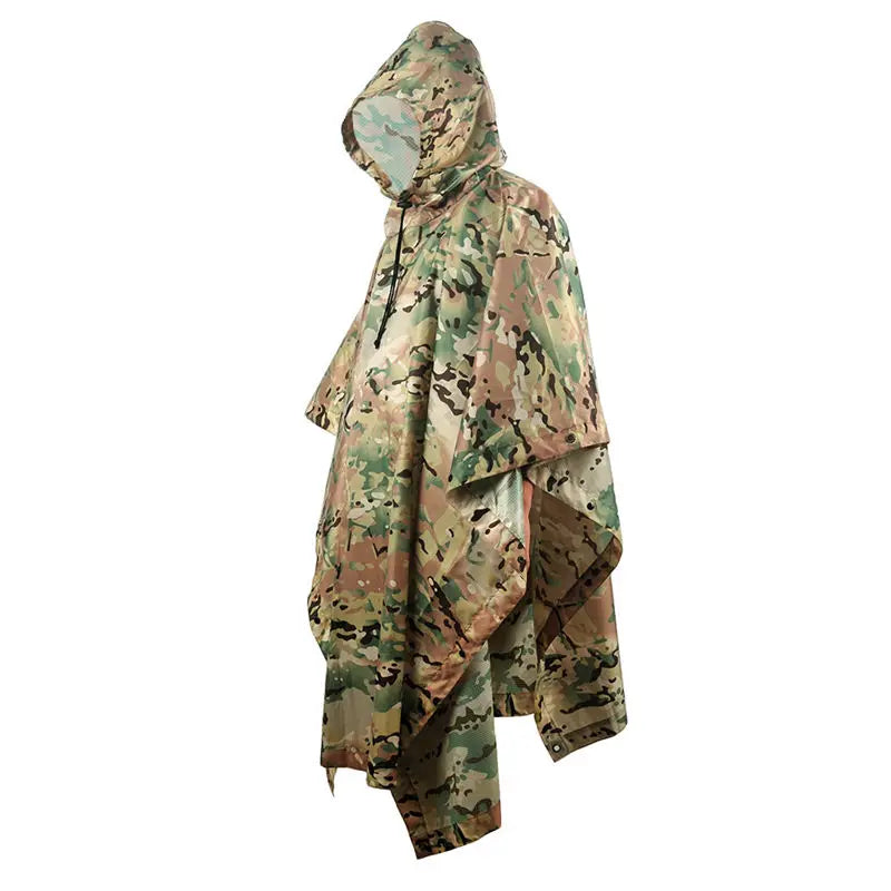 Camouflage Waterproof Folding Rain Poncho for Hiking and Camping