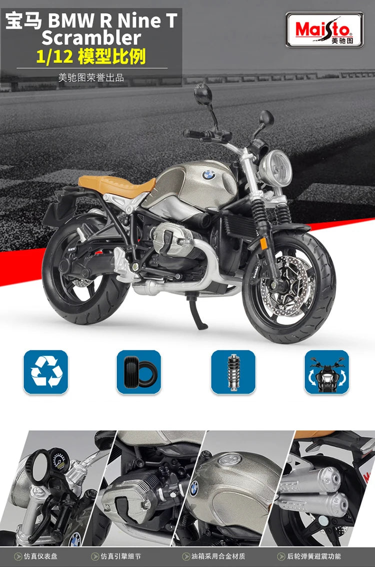 1 12 Scale BMW R Nine T Scrambler Diecast Motorcycle Model