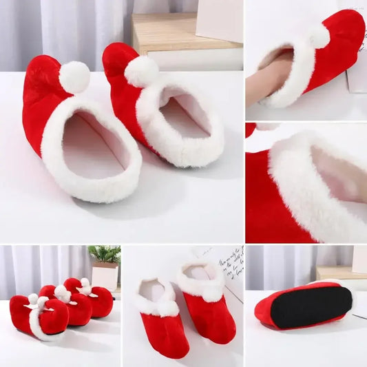 Christmas Decoration Slippers Cotton Slippers Santa Claus Elf Shoes Toe Anti-slip Warm Slippers for Adults  Christmas Party
