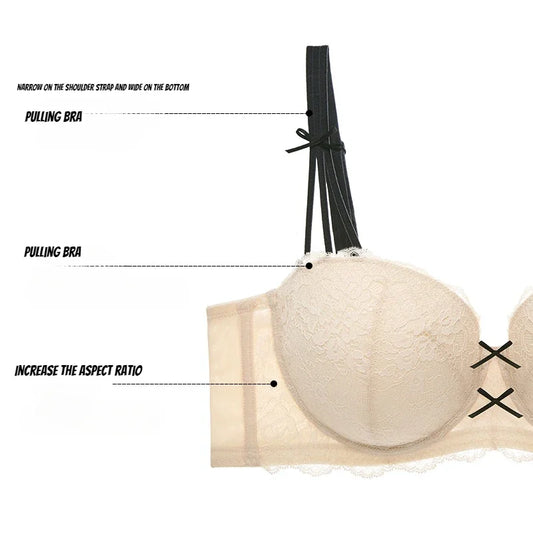 Womens Lace Half Cup Underwire Push Up Bra