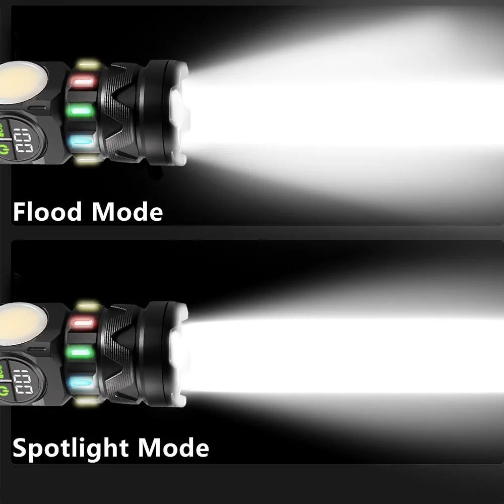 5000 Lumen Rechargeable LED Flashlight With COB Side Light