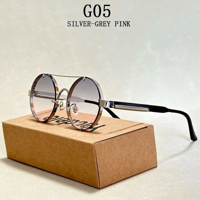 Round Steampunk Sunglasses With UV400 Protection