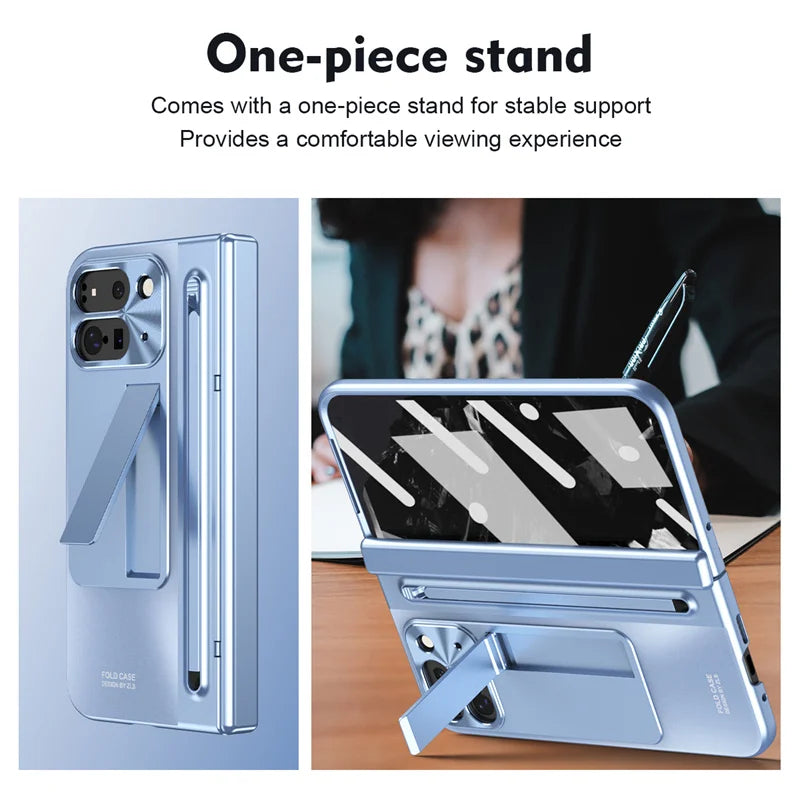 Electroplated Frosted lens Protection Tempered Glass Film Phone Case for Google Pixel 9 Pro Folding Hinge Phone Case