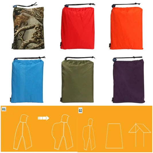 Three in One Waterproof Rain Poncho with Backpack Cover for Hiking and Camping