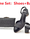 Silver Shoe and Bag Set for Party in Women Shoes and Bags Set for Women Italian African Women Wedding Shoes with Rhinestone