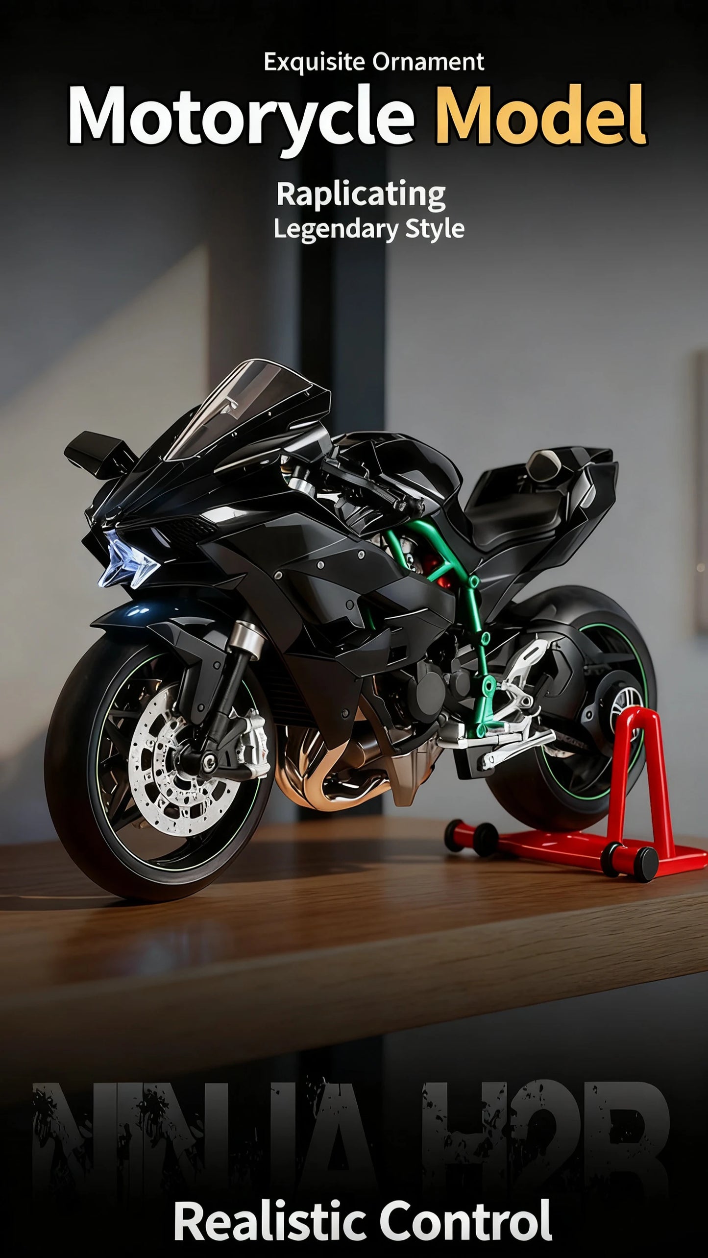Key Control Diecast H2 H2R Sports Motorcycle Model 1 to 9 Scale