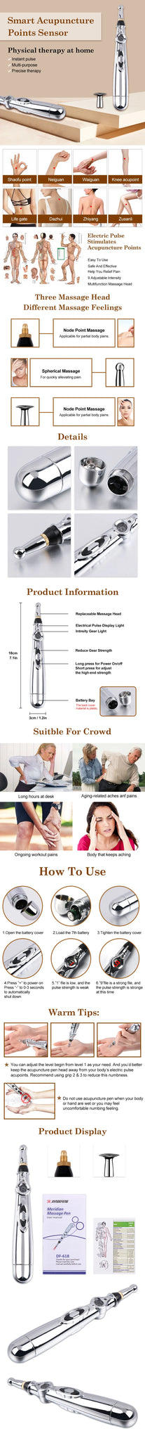 Electronic Acupuncture Pen Electric Meridians Laser Therapy Heal Massage Pen Meridian Energy Pen Relief Pain Tools