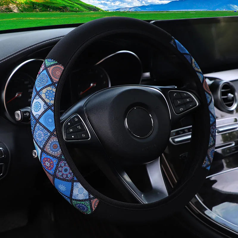 Colourful Fabric Car Steering Wheel Cover 38CM