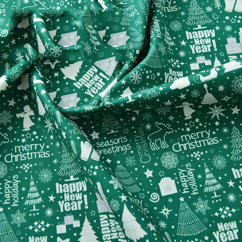 Pure Cotton Digital Printing Christmas Flower 60SManual DIY Decorate Fabric Pillow Clothes Christmas Theme Autumn and Winter New