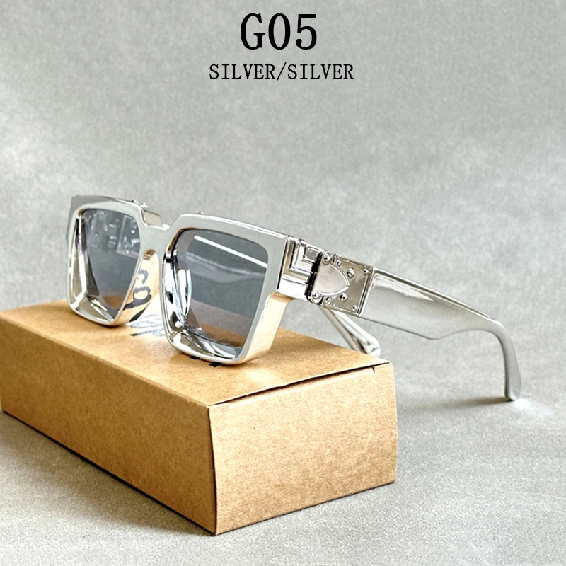 Retro Millionaire Square Sunglasses With UV400 Protection
