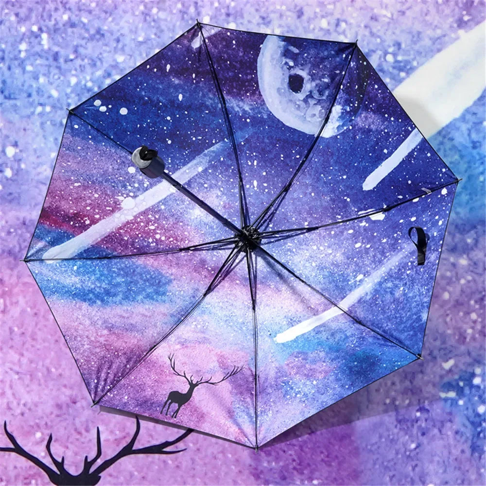 Starry Sky Automatic Umbrella Uv Protection Windproof Strong Umbrella