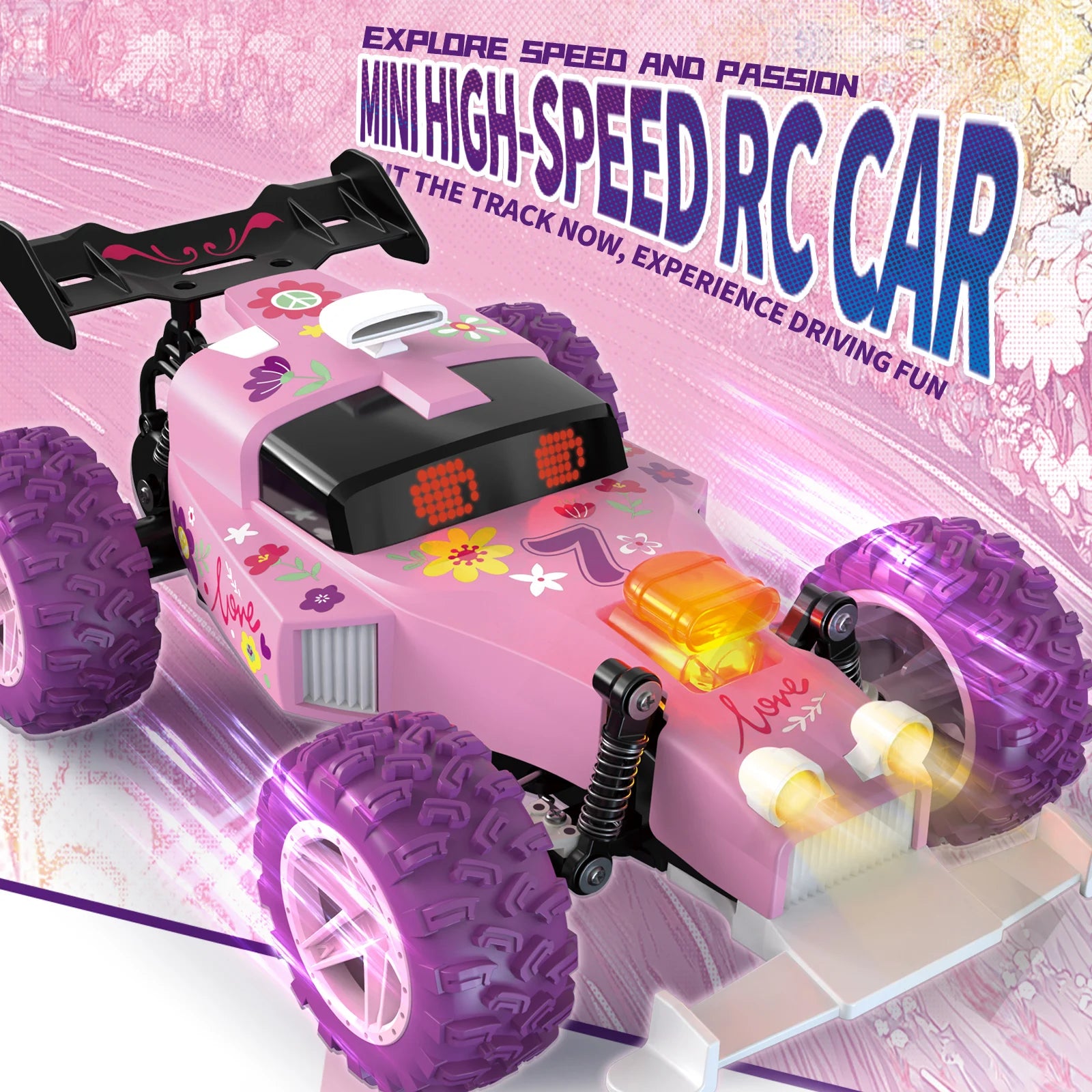 High Speed RC Car With LED Lights Sports Off-road 2.4GHz Remote Control Climbing Vehicles Cars Toys for 's Toy
