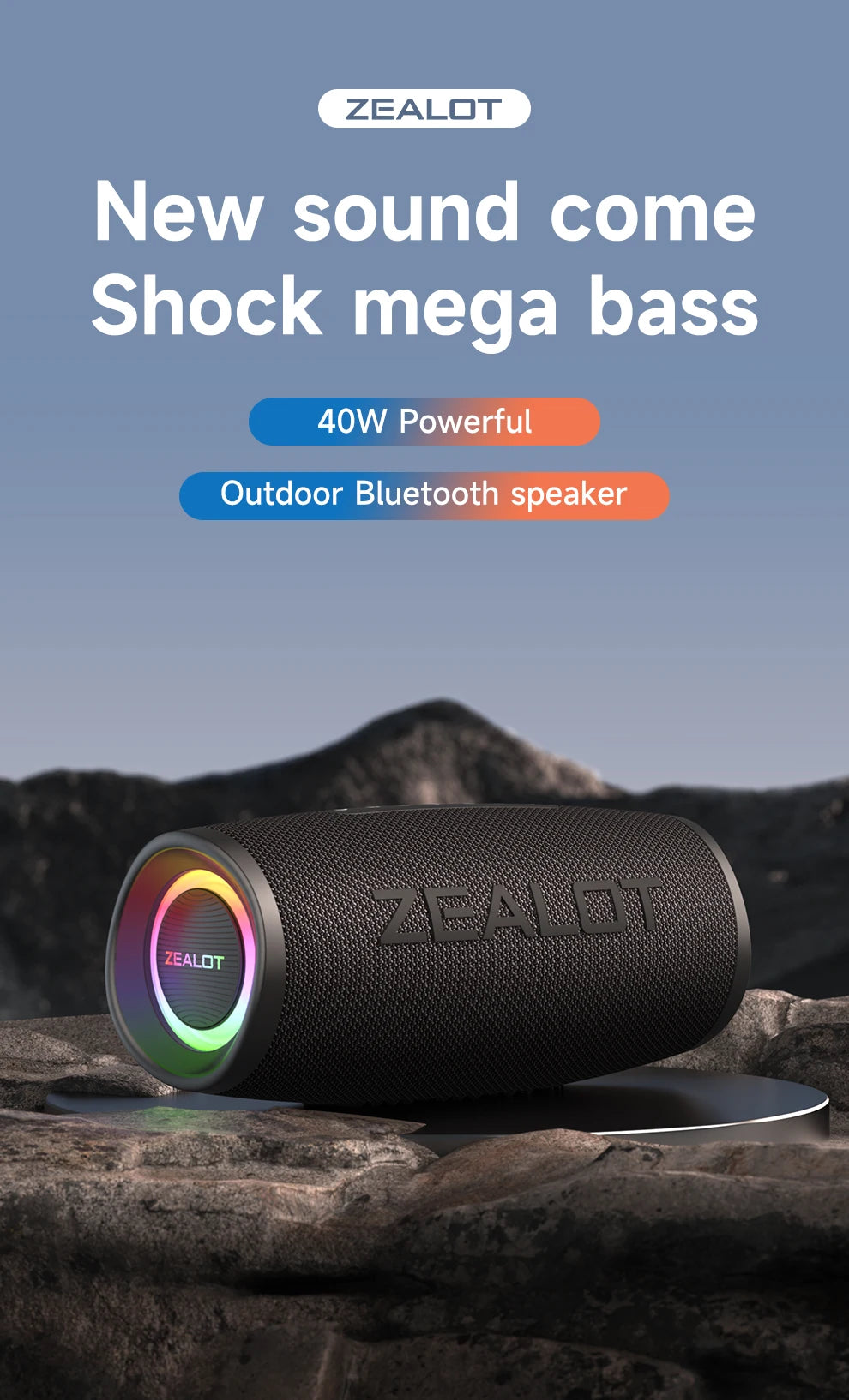 Bluetooth Speaker 40W Output Power Bluetooth Speaker with Excellent Bass Performace IPX6 Waterproof Camping Outdoor