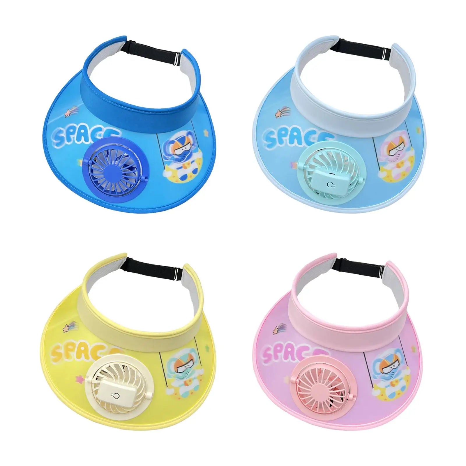 Sun Visor Hat with Fan Adjustable Elastic Buckle Large Brim Breathable USB Powered Beach Hat for Kids Portable Cooling Fan Hat